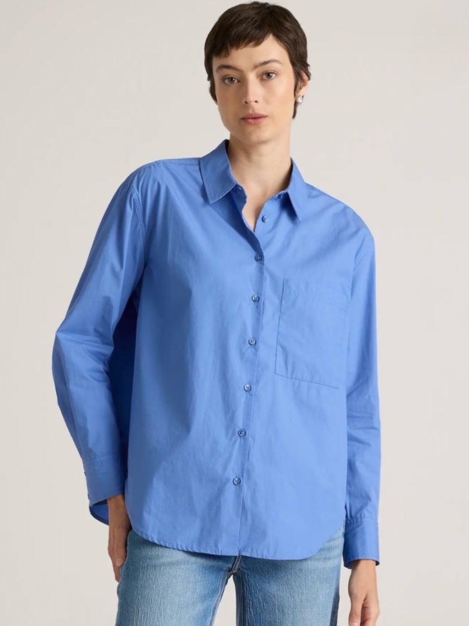 Quince Organic Cotton Boyfriend Shirt Sz L